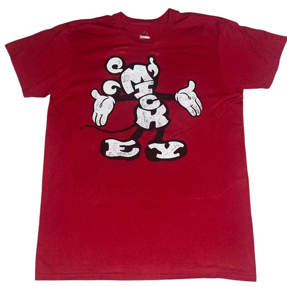 Walt Disney World by Hanes Red Mickey Mouse Short Sleeve T-Shirt Size LG USED
